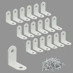 Alise 20PCS 1.2x1.2in White Small L Bracket Corner Brace for Wood Furniture