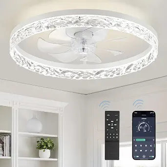 LEDIARY 20" Modern Ceiling Fans with Lights and Remote, White Fandelier