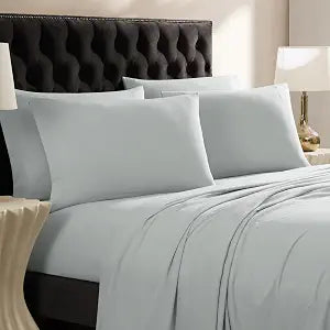 ELLE Decor Queen Garment Washed Microfiber Sheet Set, 6-Piece, Light Gray