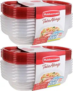 Rubbermaid Take Alongs Food Storage Container, 4-Cup Rectangle, Set of 12, (12 Pack), Red