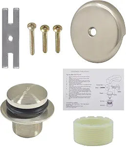 Tip-Toe Bathtub Drain Kit with 1-Hole Overflow Cover, Brushed Nickel