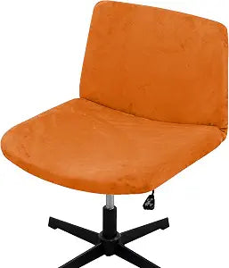 Armless Chair Slipcover Criss Cross Wide Seat Task Chair Cover Super Soft Velvet Stretch Removable Armless Chair Slipcover Dustproof Protectors (Orange)