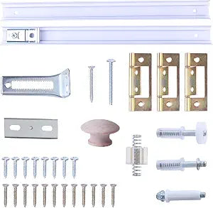 24 Inch Bifold Door Hardware Kit with Track, Top and Bottom Pivot, Spring, Pivot Pin, Full Repair Accessories for Double Door, Folding Door, Accordion Door