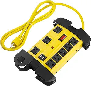 CCCEI Heavy Duty Surge Protector Power Strip with USB. Yellow, 6ft, 1.