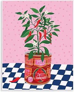 Pepper Plant in Tin Kitchen, 11 x 14 Inch Mounted Print on Wall Plaque