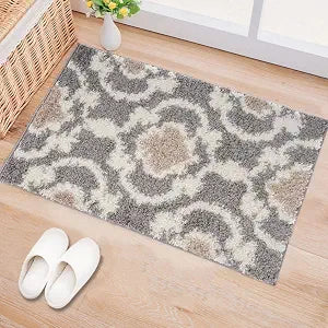 Rugshop Moroccan Trellis Shag Cozy Living Room Area Rug Gray/Cream 2' x 3'