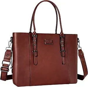 MOSISO Laptop Bag for Women, 17.3 inch PU Leather Shoulder Laptop Tote Bag