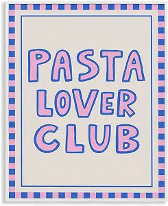 Pasta Lover Club Typography Border, 16 x 20 Inch Framed Gicle Print