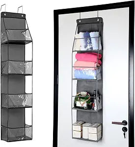 4-Shelf Over the Door Storage Hanging Closet Organizer (Grey)