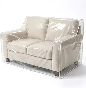 TAOCOCO Plastic Couch Covers 82" W Heavy Duty Clear 2 Seat Sofa Covers, Thick Vinyl Loveseat Couch Cover for Dog & Cat, Waterproof & Dustproof Sofa Furniture Protector for Storage and Moving