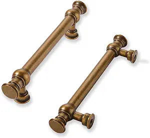 khtumeware 10 Pack 3inch(76mm) Hole Center Antique Brass Cabinet Pulls Solid Heavy Duty Pull Cabinet Hardware Handle for Kitchens cabinets Dressers Pull for Bathroom