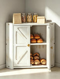 Corner Bread Box for Kitchen Countertop, White Farmhouse Breadbox