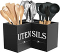 Suli Extra Large Utensil Holder Countertop for Kitchen Counter,Wood,Black