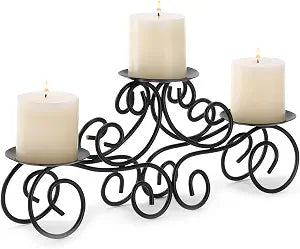 Zingz & Thingz Romantic Collection Candelabra Centerpiece Candle Holder, 17x4x7.75, Tuscan