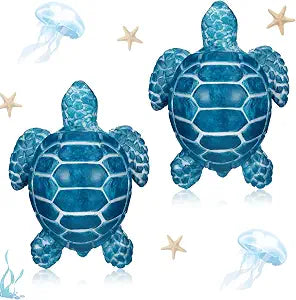 Wonderjune 2 Pack Sea Turtle Ceramic Toilet Bolt Caps,Classic,Blue