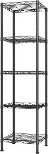 HOMEFORT Storage Shelves, 5-Wire Shelving, Metal Shelving Unit Adjustable Storage Shelves Rack for Kitchen, Pantry, Bathroom, Black, 11.6" W x 11.6" D x 46" H
