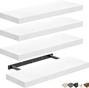 QEEIG Floating Shelves for Wall Small Shelf (White, Set of 4, 15.7" x 6.7")