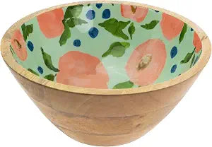 Boston International Mango Wood Bowl Serving Dish for Salad Fruit Chips & Rolls, 10" Diameter x 4.5" Tall, Peaches