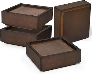 Wood Bed Risers, Heavy Duty Wood Blocks, 1 inch Stackable to 2 inch 3 inch 4 inch High, Furniture Risers for Couch Sofa Cabinet Ottoman End Table (4 pcs Square)