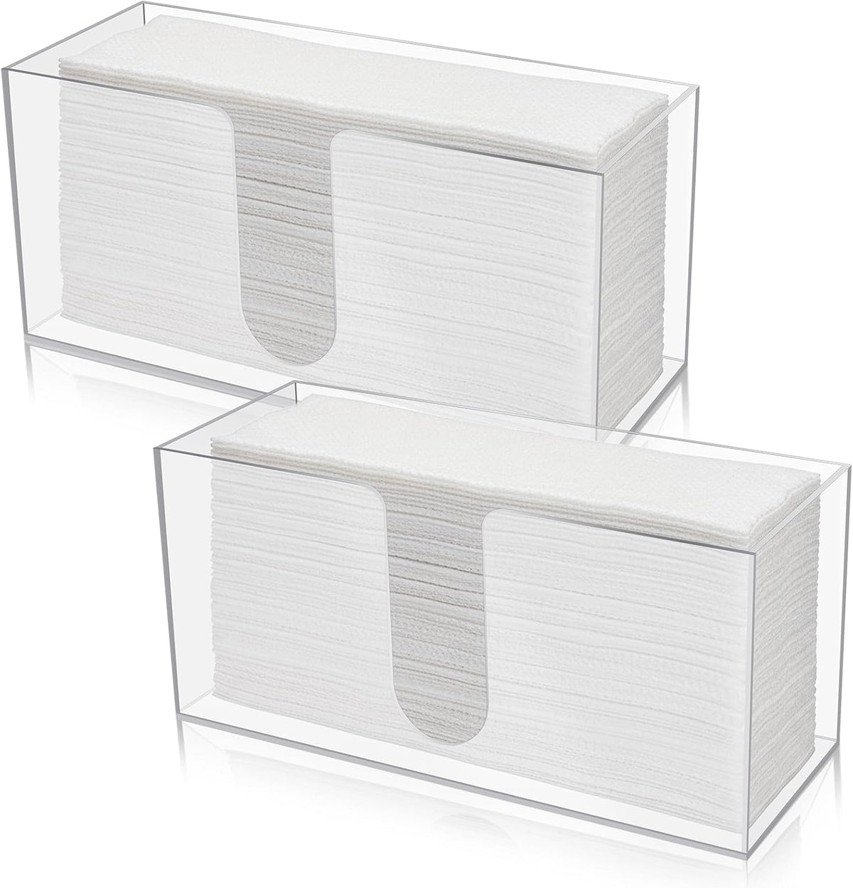 2 Pack Acrylic Countertop Paper Towel Dispenser, Clear Napkin Holder for Bathroom Countertop Paper Towel Holder Z-fold/C-Fold/MultiFold Trifold Papers Towels for Bathroom Kitchen Restaurant(2)