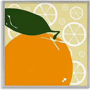 Geometric Orange Fruit Kitchen, 17 x 17 Inch Framed Gicle Print