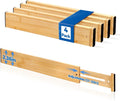 4 Pack 2.36" Bamboo Drawer Dividers, 17-22" Expandable Kitchen Organizers