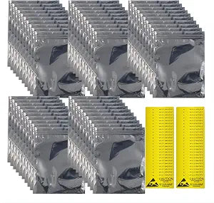 Antistatic Bags ESD Shielding Bag with Anti-Static Labels for Hard Drive SSD HDD Motherboard Video Card RAM Electronic Devices (50pc ziplock 6 * 8 in)