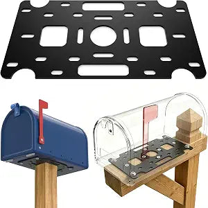 Mailboxes Post Mount Bracket - Universal Mailbox Mounting Plate, Compatible with Architectural, Gibraltar & Adoorn, Adjustable Slotted Base for 4x4 Wood & T-Post, Hardware Kit Included