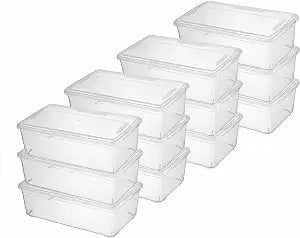 novelinks 12 Pack 6 Quart Stackable Shoe Storage Bins with Lids (Clear)