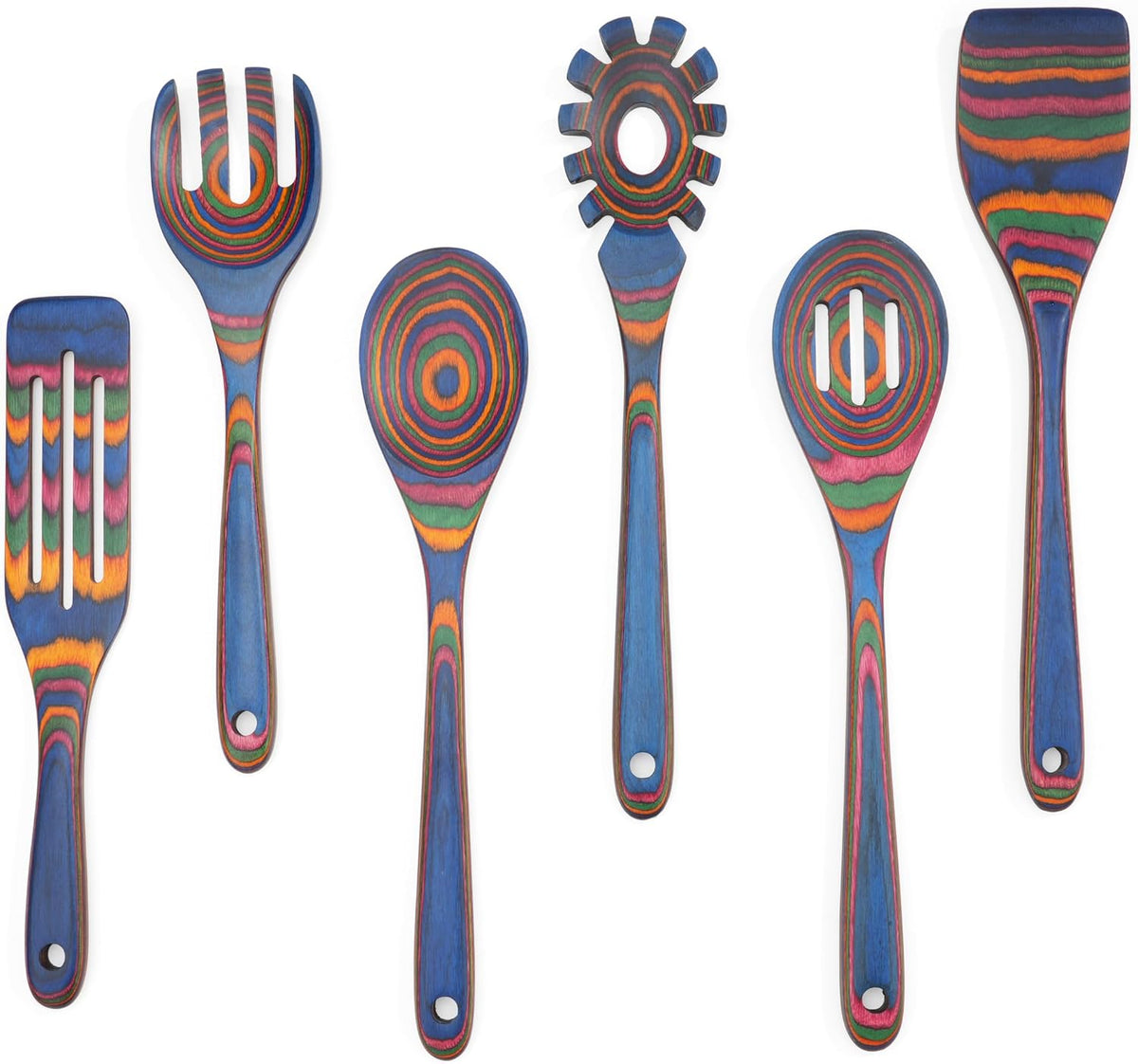 6-Piece Pakkawood Cooking Utensil Set, Sapphire, Wooden Spoons for Cooking