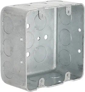 RACO 680 2-Device, 2-1/8-Inch Deep, 1/2-Inch Side Knockouts 4-Inch Square Switch Box, Drawn