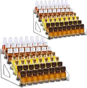 YEXEXINM 2 Pack 7 Tier Essential Oil Organizer,Clear Essential Oil Holder,Essential Oil Storage Shelf,Essential Oil Collection Display Rack Organizer Holds 5ml 10ml 15ml 30ml Essential Oils