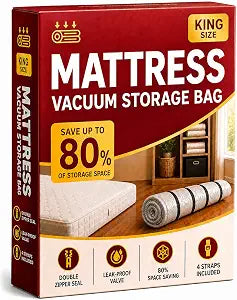 Mattress Vacuum Bag with Straps for Moving & Storage, King/Cal King