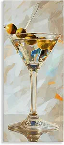 Stupell Industries Neutral Tone Martini Bar, 17 x 40 Inch Canvas Wall Art