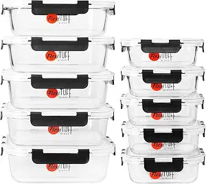 20pcs Set Food Storage Containers (10 Airtight & 10 Lids) |Lunch Containers | Meal Prep Containers | BPA Free, Leakproof Lids, Dishwasher, Microwave and Freezer Safe for Kitchen