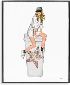 Trendy Glam Fashion Coffee Cup, 11 x 14 Inch Framed Gicle Print