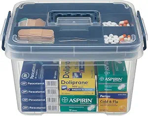 Pulseplay Clear Medicine Storage Box with Handle Blue