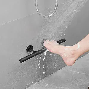 BWE Matte Black Shower Foot Rest Bar Wall Mounted Shower Shaving Foot Rest