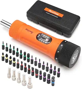 Sanliang 36Pcs Torque Screwdriver Wrench Driver Set 10-70 Inch Pounds lbs with 29 S2 Bits5 Drive Sockets 1/4" Socket Adapter for Maintenance,Tools, Bike Repairing and Mounting.