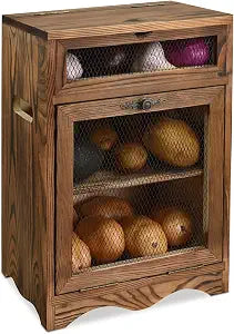 Ikee Design Free Assemble Wood Countertop Potato and Onion Storage Cabinet