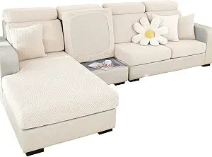 Couch Covers for Sectional Sofa l Shape Large Single Seat Cover Weave White