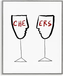 Cheers Wine Glasses Doodle Bar, 11 x 14 Inch Framed Gicle Print