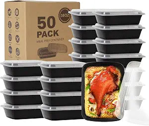 Ezalia 50 Pack- Meal Prep Containers 38oz, Plastic Food Prep Containers