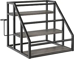 Coffee Syrup Rack Organizer, 3 Tier Countertop Storage Shelves, Kitchen Storage, 12 Syrup Bottle Stand Holder for Wine, Liquor, Kitchen Coffee Station Organizer Rack, 13.8"x13.4"x13.0", Grey