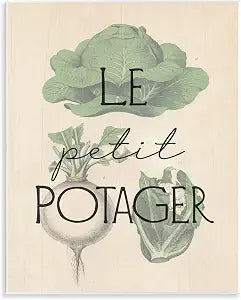 French Vegetable Garden, 11 x 14 Inch Mounted Print on Wall Plaque