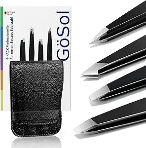 Tweezers Set, 4-Piece Professional Eyebrow Tweezer for Facial Hair