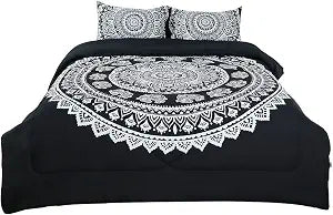 uxcell Bohemian Black Comforter Sets with 1 Comforter 2 Pillow Cases Full