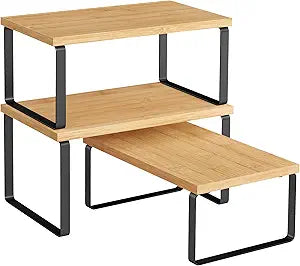 SONGMICS Cabinet Organizer Shelf, Set of 3 Spice Rack, Kitchen Storage
