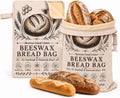 Beeswax Bread Bags for Homemade Bread, 2 Pack XL 13 x 17 in, Cotton