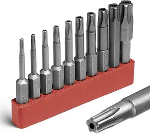 5 Point Security Torx Bit Set 10pcs Star Bits Set Screwdriver Magnetic S2 Alloy Steel With 1/4" Hex Shank TT8-TT45(50mm)